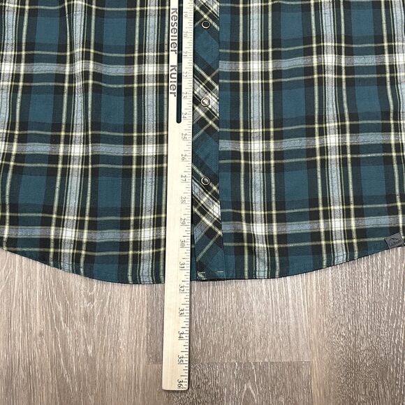 L.L. Bean Shirt Mens Large Green Plaid Snap Wool Blend Elbow Patch Western - Picture 6 of 12
